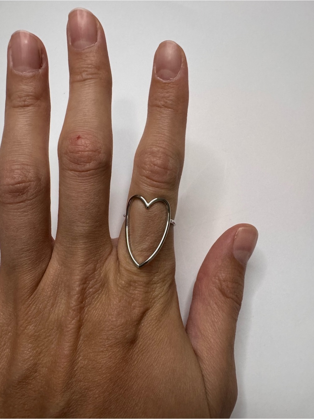 New Silver-Tone Adjustable Heart Ring | Minimalist Open Heart Ring